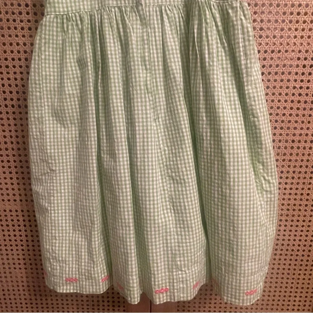 Gymboree  Girls Size 7 Green Gingham Smocked Dress Easter